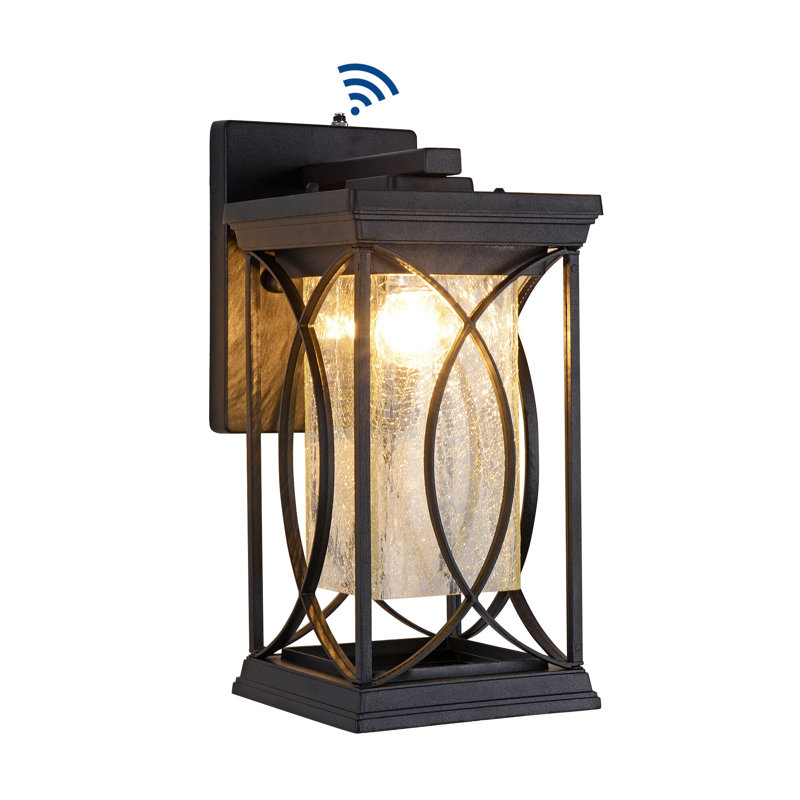 Outdoor Wall Light With Dusk To Dawn,crack-like Glass Shade