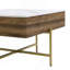 Ensemble de tables basses à plateau relevable moderne avec rangement et 4 repose-pieds blanc et noyer