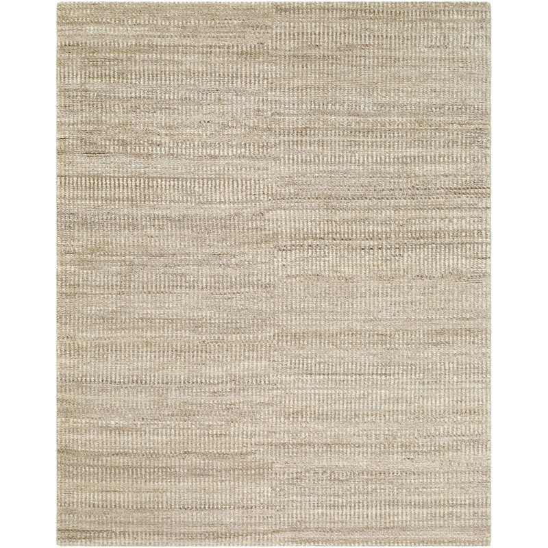 Westbrook Hand Knotted Wool Striped Area Rug in Beige, Rectangle 8' x 10'