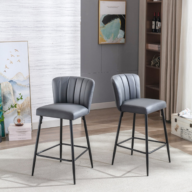 Cayenne Upholstered Counter Stool with Metal Frame, Grey