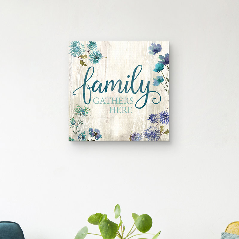 Reproduction d’art textuel sur toile tendue « Family rassemblements here » par Conrad Knutsen