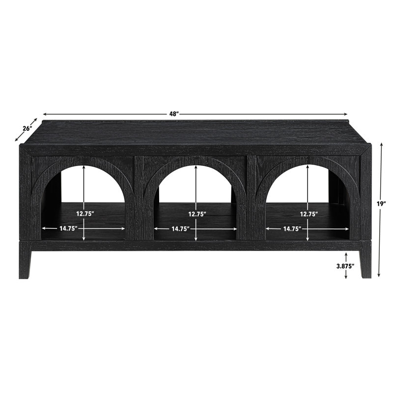 Fitzgerald Wood Coffee Table with Arched Storage