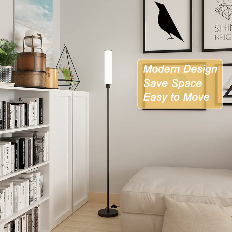 66" Floor Lamp with Remote Control, Black