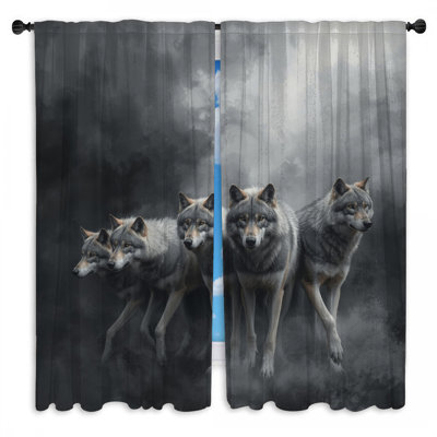 Rideaux obscurcissant gris Wolves dans le brouillard