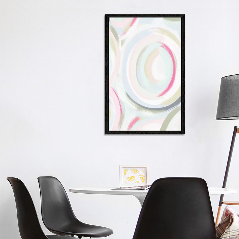 Abstract Pinky I by Leah Straatsma - Painting on Canvas, 101.6cm H x 66.04cm W x 3.81cm D, Black Floater Framed
