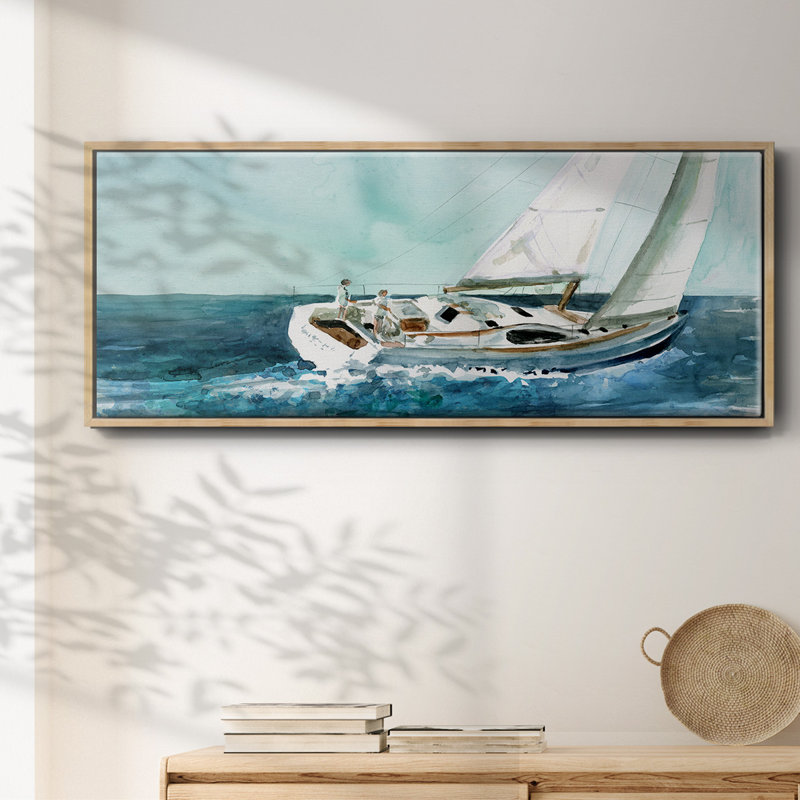 Delray Sail- Framed Canvas, 8" H x 20" W