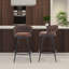 Annemarie Bar stool (set of 4) with backrest, metal feet, black, upholstered bar stool, rounded seat cushion, without armrests-959600612