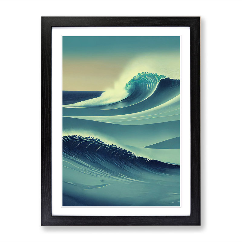 Ocean Wave No.2 - Single Picture Frame Print, 64cm H x 46cm W x 2cm D, Black