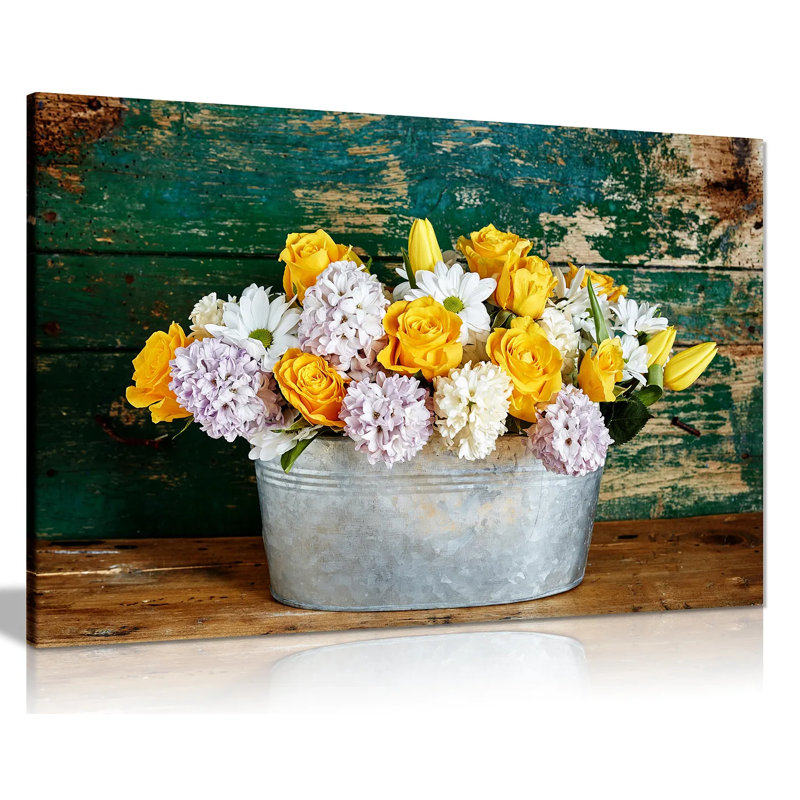 Flowers Roses And Tulips - Wrapped Canvas Print, 20cm H x 31cm W