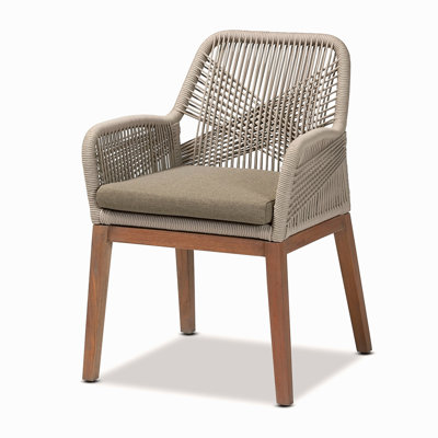 Chaise de salle à manger en bois tissé de rotin avec coussin de siège rembourré Cuisine et salle à manger