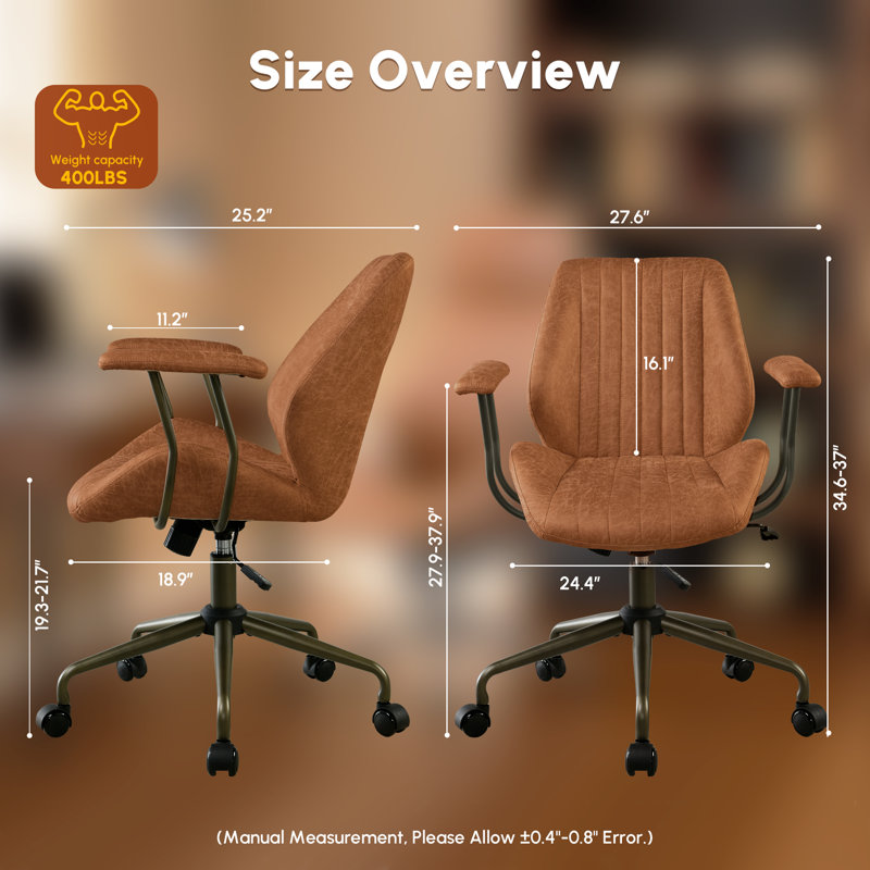 Fauteuil de bureau pivotant Daden, Marron clair
