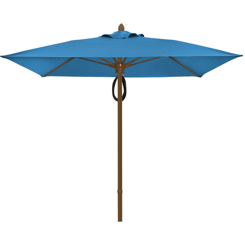 Parasol de marché carré 6 pi Prestige, Bronze champagne, Sunbrella® bleu ciel