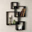 Tablette murale blanche flottante à cubes entrecroisés | Tablette décorative et décorative 2 en 1 2 en 1 | H 25,5 po x l 17,75 po x P 4 po-618200975