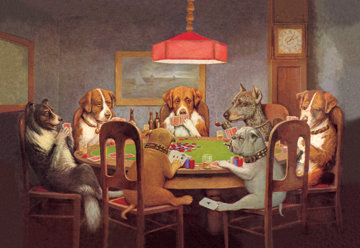 «Passing the Ace Under the Table (Dog Poker)», reproduction non encadrée, H 28 po x l 42 po x P 1,5 po