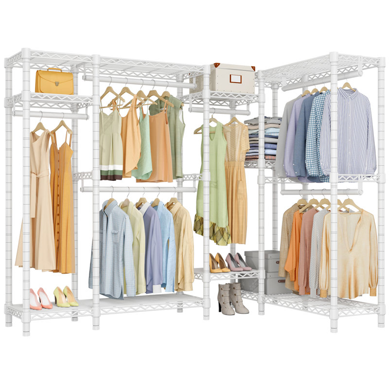  VIPEK L22 76" L Shaped Clothes Rack Heavy Duty, Space Saving Storage for Corner, White
