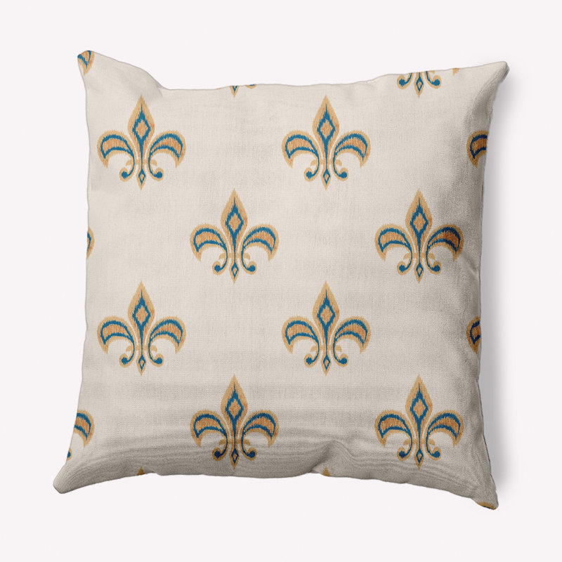 Coussin décoratif carré Fleur De Lis, Automne bleu, 20 po x 20 po