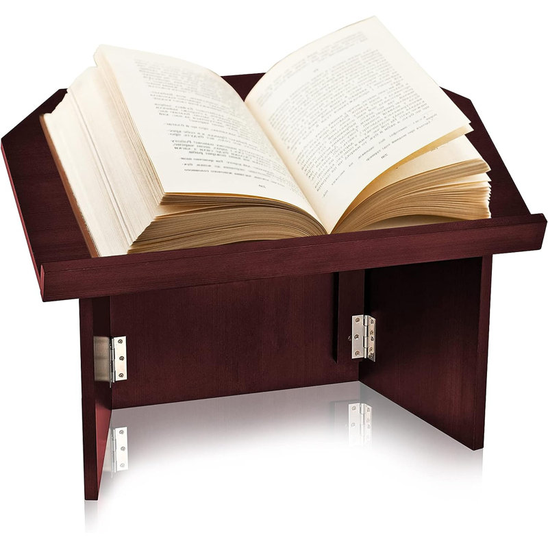 Mahogany Foldable Tabletop Presentation Lectern with Storage