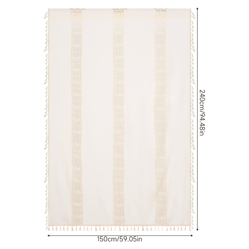 Bohemian Semi-sheer Curtain with Tassels, 150 cm Width x 240 cm Drop