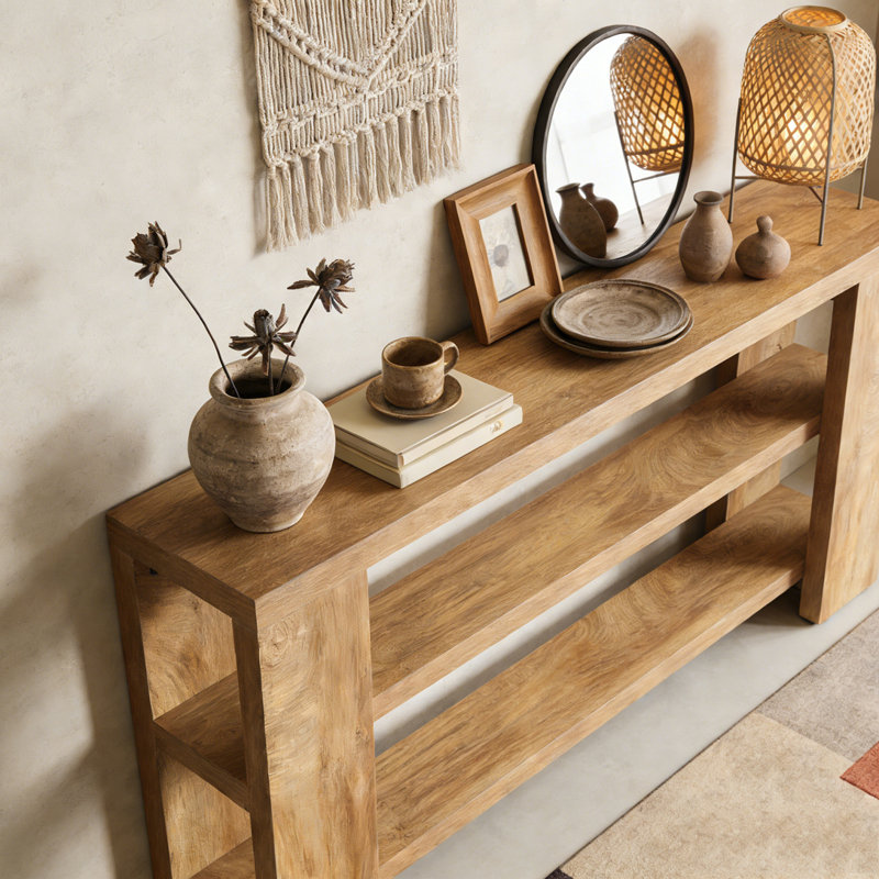 Wooden 3-Tier Console Table Sofa Foyer Table