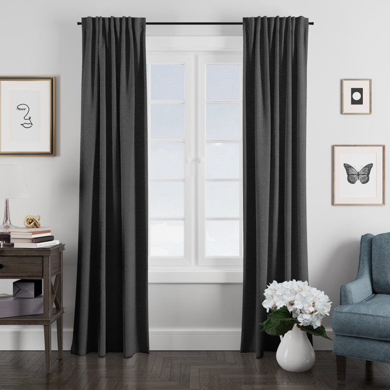 Panneau de rideau Aldon 96 po de long - chacun, L 50 po x L 108 po, Gris anthracite
