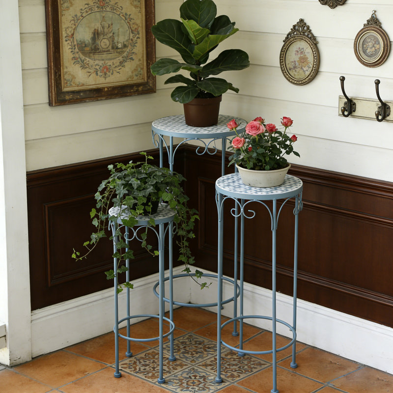 Plant Stands Set of 3 with Ceramic-Top