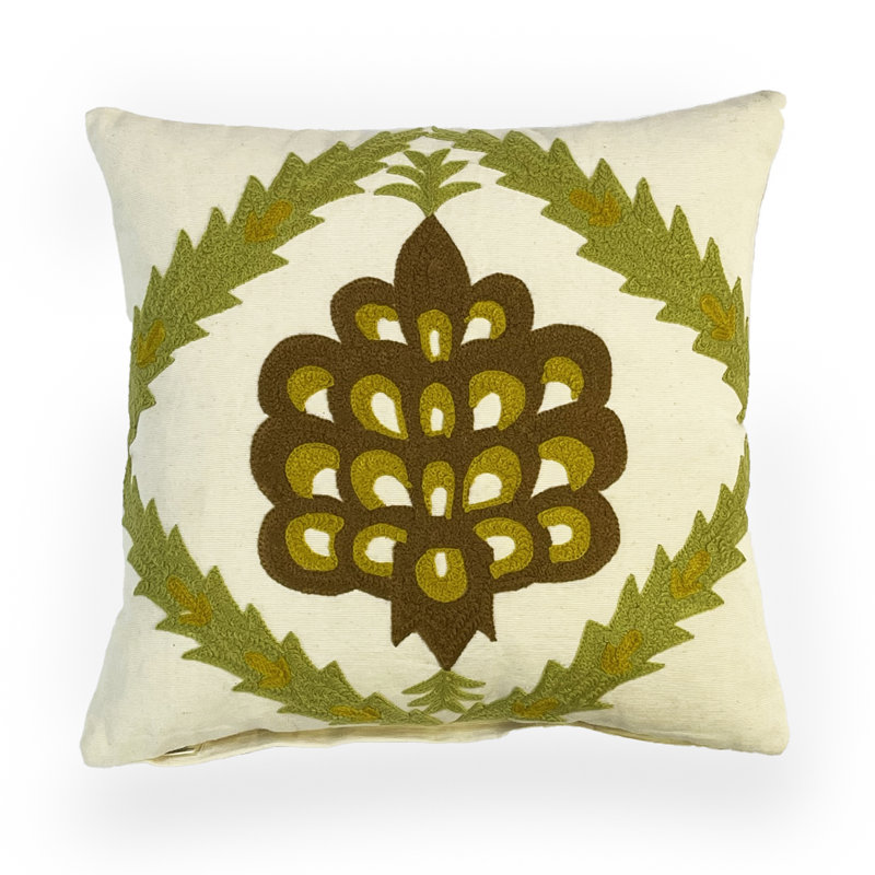 Embroidered Cotton Throw Pillow