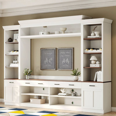 Modern TV Stand with Wine Rack and Adjustable Shelves
