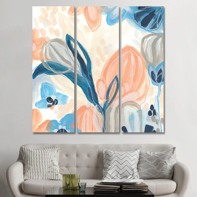 Terra Cotta Blooms III - Canvas Wall Art Set - Wrapped Canvas (Set of 3)