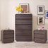 3-Piece Walnut Curved Bedroom Set With Charging Station