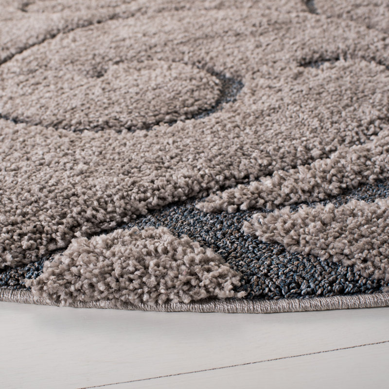 Amza Area Rug, Round 11', Gray/Light Blue