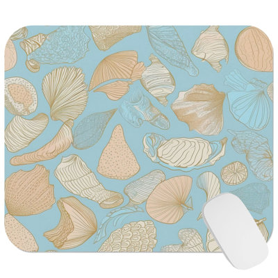 Beach and Coastal Seashells II Nautical Gaming Cute Office Laptop Desk Pad Gift Mat Square Rectangle Non-Slip Mousepad