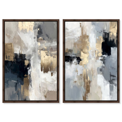 «Golden Slumber Duo», reproduction d'art sur toile encadrée, ensemble d'art mural doré par Art Remedy, cadre en noyer, 16 x 24