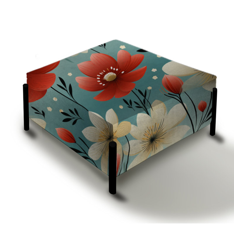 Grand repose-pieds carré rouge Red Coastal Harmony
