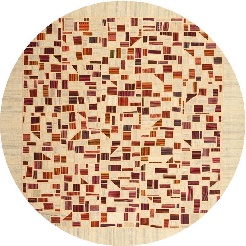 Tapis abstrait brun clair / brun, Rond 5 pi