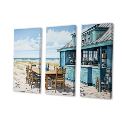 Vue sur l'océan, restaurant de plage, art mural de fenêtres côtières