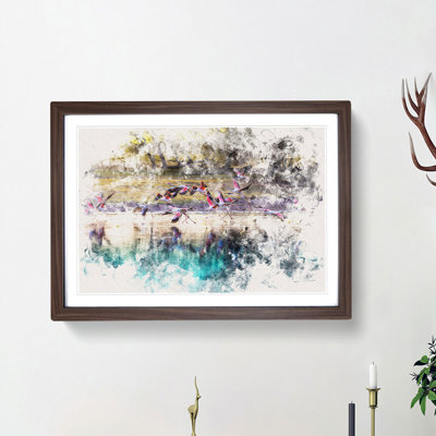 Flamingos Taking Flight - Picture Frame Painting Print