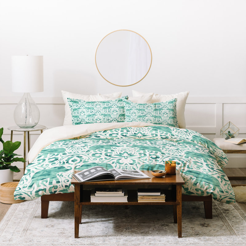 Ensemble de housse de couette Schatzi, Housse de couette pour très grand lit et 2 très , vert