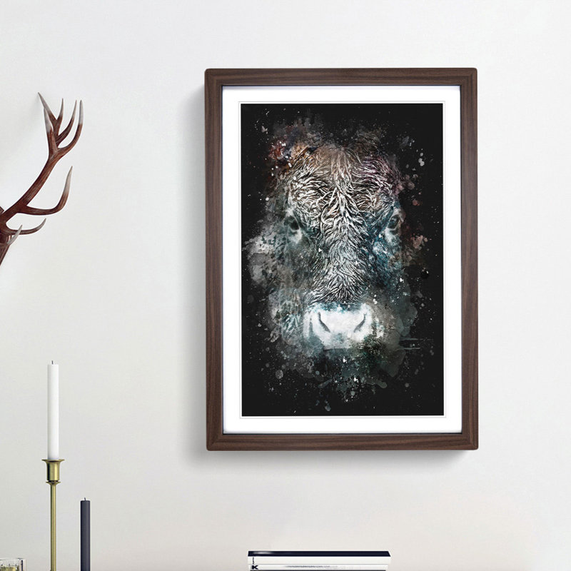 Colourful Bull Cow - Framed Print, Walnut Framed, 45cm H x 33cm W x 2cm D