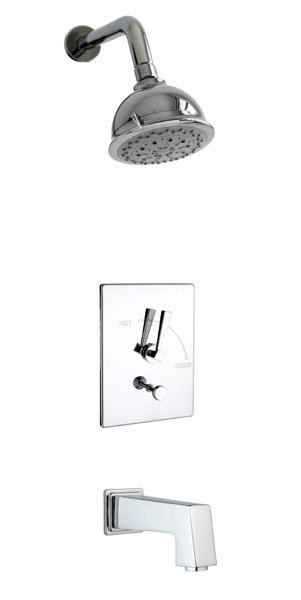 Plaza Thermostatic Tub and Shower Faucet, Polished Chrome