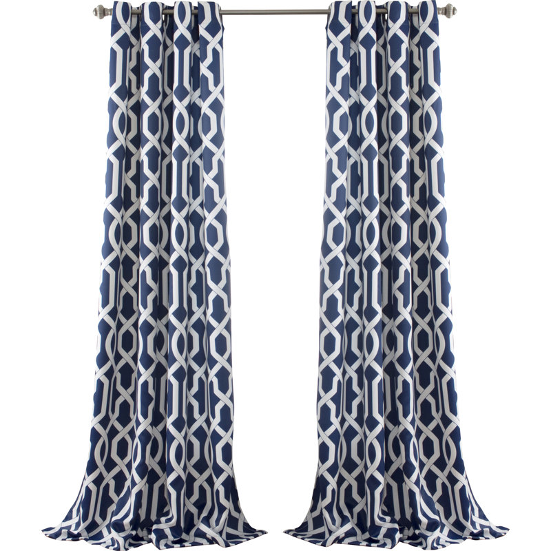 Trellis Room Darkening Curtain Pair, Navy, 52" W x 84" L