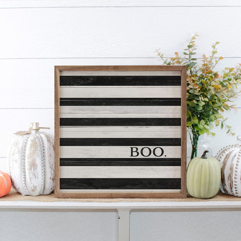 Boo à rayures noires et blanches, H 16 po x l 16 po