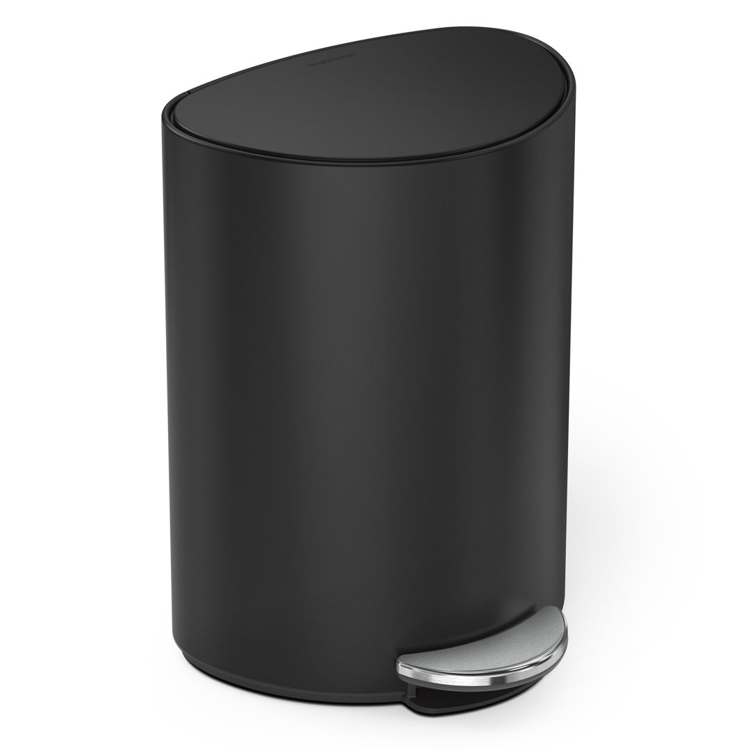 simplehuman 6 Liter / 1.6 Gallon Semi-Round Bathroom Step Trash Can simplehuman 