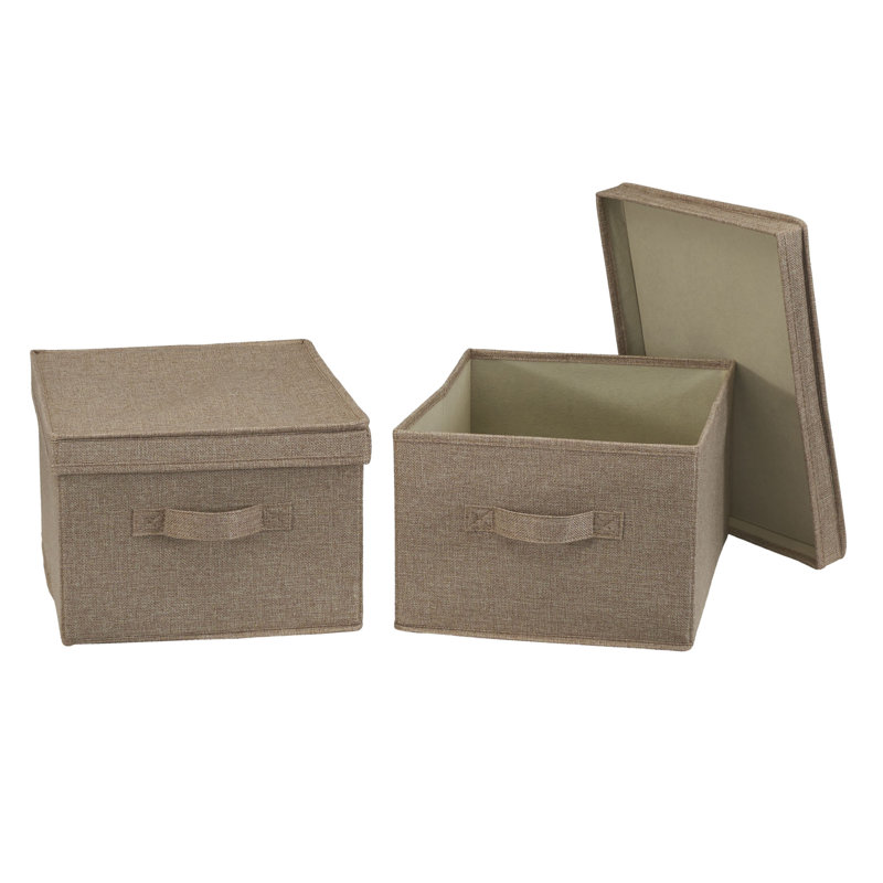Latte Linen Large Stackable Storage Box with Lid Set