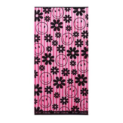 Betsey Johnson Smiley Daisy Pink Beach Towel