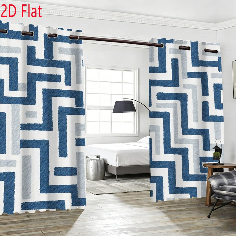 2 panneaux de rideaux occultants à motif géométrique, panneaux de fenêtre à motif de labyrinthe abstrait moderne, rideaux d'art élégants pour le salon, la chambre à coucher, la décoration intérieure, le mur