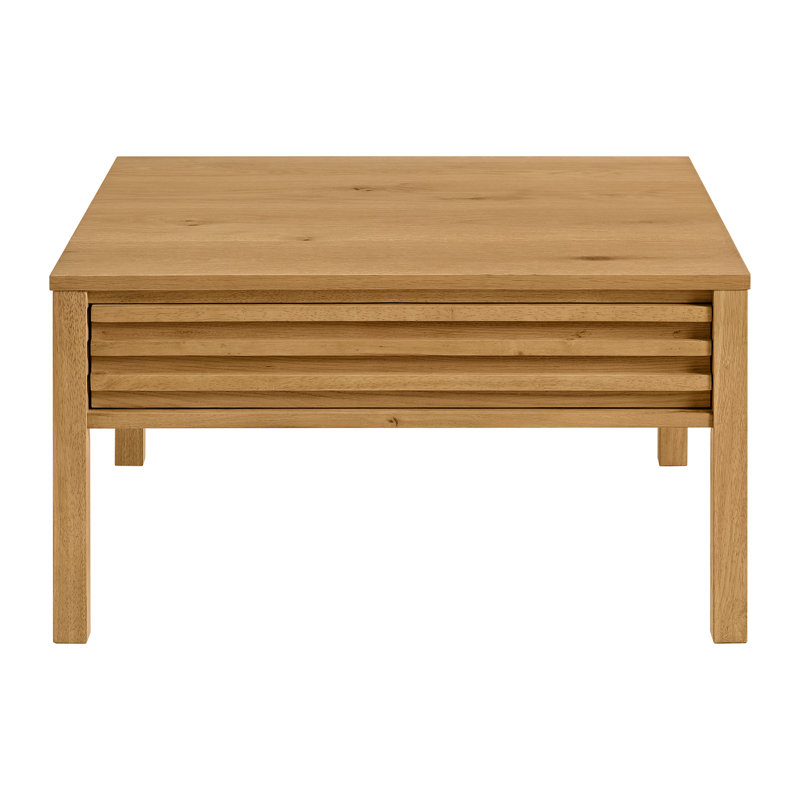 Table basse carrée en bois 32 po avec deux tiroirs Charnay, Chêne clair