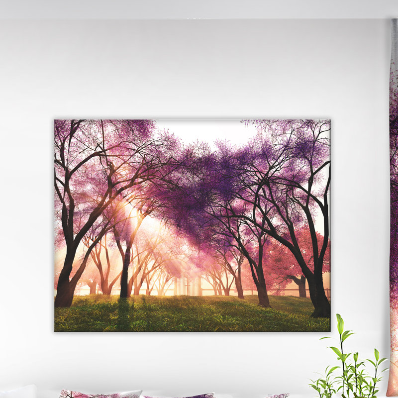 Photographie de jardin de cerisiers en fleurs au Japon, H 30 po x l 40 po x 1,5 po, Toile tendue