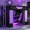 Lit mezzanine en bois avec rideaux à tablettes et lumières RVB