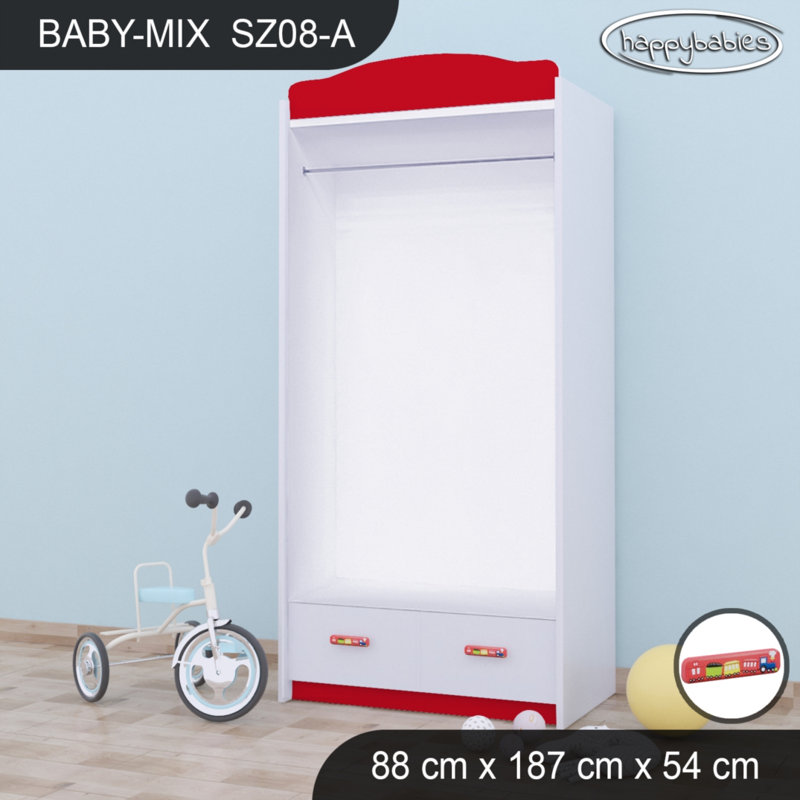 2 Door Wardrobe, Red