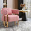 Chaise d'appoint rembourrée en molleton luxueux avec pieds en métal doré, pour salon et bureau, ensemble de 2-339340049